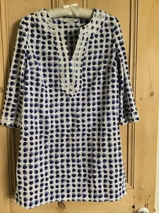 Boden cotton tunic, kaftan, beach cover-up, blue/white, exc condition, size 12 - Picture 1 of 3