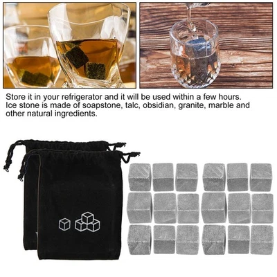 2Set 9Pcs Whiskey Stones Sipping Ice Cubes Cooler Reusable Wine Drinks Cooler - Image 1 of 4