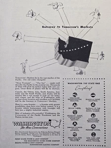 Washington State Gateway to Tomorrow's Markets posguerra anuncio impreso vintage 1944 - Imagen 1 de 4