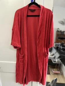 Vintage 1980's Pierre Cardin O/S Men's Red Terrycloth Bathrobe Resort no belt - Picture 1 of 10
