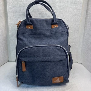 BabbleRoo Unisex Baby Diaper Backpack Organizer Bag Denim, Leather, Multi-Pocket - Picture 1 of 18