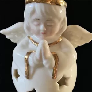 Lenox Pierced Angel Ornament Christmas Gold Porcelain Color Changing Lights Star - Picture 1 of 8