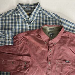 Lot Of 2 Eddie Bauer Men's Button-Down Shirts Size Large Tall Classic Fit