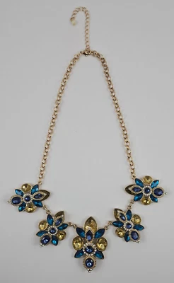 Collar de cadena tono dorado - Colorido estrás floral declaración Foto 1 de 3