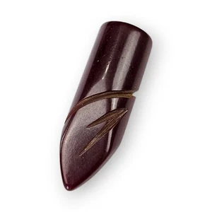 Bakelite Dress Clip Art Deco Deeply Carved Design Dark Red Wine Vintage 2 1/8" - Picture 1 of 12