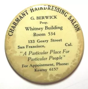 Encantador Peluquería Salón San Francisco California Metal 56 mm Espejo publicitario - Imagen 1 de 2