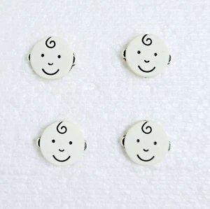 4 JHB Baby Face Buttons 15mm Shank Curly Top Novelty Bald Head Sewing Art Crafts - Picture 1 of 12