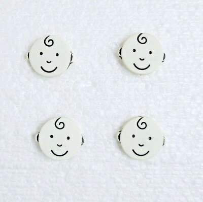 4 JHB Baby Face Buttons 15mm Shank Curly Top Novelty Bald Head Sewing Art Crafts - Image 1 of 4