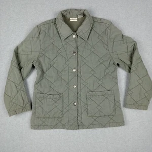 Appleseeds Quilted Barn Jacket Womens 12 Coat Green Chore Distressed Canada READ - Picture 1 of 21