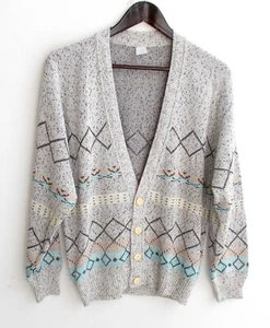 Herren Trachten Strick Jacke grau meliert m. Muster Gr. 46 - Picture 1 of 2