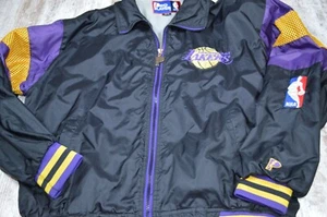 Vintage Los Angeles Lakers Pro Player Bomber Jacket Medium Windbreaker NBA 90s - Picture 1 of 10