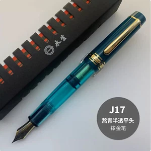 2023 Junlai WingSung 630 Jumbo Füllfederhalter transparent blau flaches Oberteil 0,6 mm Neu im Karton - Bild 1 von 5