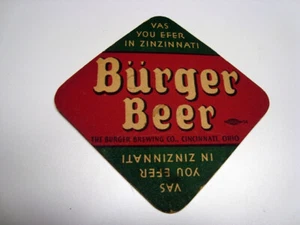 Circa 1930s Burger Beer Vas You Efer In Zinzinnati Coaster - Picture 1 of 1