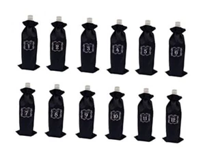 Burlap Wine Bags Wine Gift Bags, 12 PCS Wine Bottle Bags with Black - Picture 1 of 6