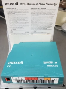 Caja de 4 cintas de cartucho de datos original Maxell LTO Ultrium 4 800 GB/1,6 TB 183906 - Imagen 1 de 4