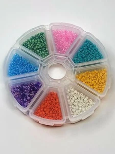 Glass 2-3mm Seed Beads 8 Colors! 100+ grams 8 Compartment Round Storage Tray #5 - Picture 1 of 1