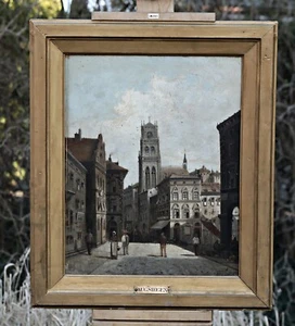August von Siegen (1850-1920) - ¿Escena callejera en Hamburgo? - Óleo sobre madera firmado - Imagen 1 de 9
