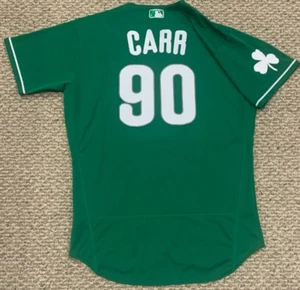 CARR size 44 #90 2022 PHILADELPHIA PHILLIES GREEN ST. PATRICKS DAY JERSEY MLB - Picture 1 of 13