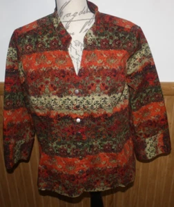 Christopher & Banks Floral Tapestry Blazer Jacket Sz XL Colorful Snap Close GUC - Picture 1 of 11