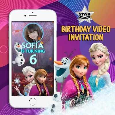 Video Invitación Fiesta Cumpleaños Frozen, Invitación Animada Cumpleaños Princesa Foto 1 de 4