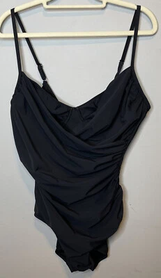 miraclesuit 12 one piece Black Swimsuit Swimwear Bathing Suit Slimming Pool Wmns - Image 1 of 4