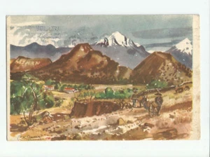 IXTAPALAPA Mexiko Postkarte Aquarell von C. X. Carlson Vintage 1950 Berge - Bild 1 von 2