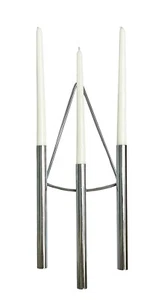 Mid Century Silver Chrome Wall Sconce Candle Holder Candelabra Post Modern - Picture 1 of 16