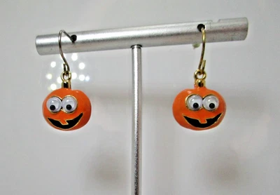 Pendiente de Halloween vintage Danecraft calabaza naranja ojos felices de Google esmalte Foto 1 de 4