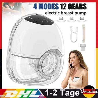 Elektrisch Milchpumpe Leise Milchpumpe Freihändige Brustpumpe mit 12 Saugstufen - Bild 1 von 4