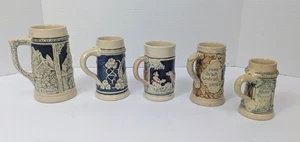 Mini German Stoneware Beerstein Vintage LOT Of 5 Souvenir - Picture 1 of 6