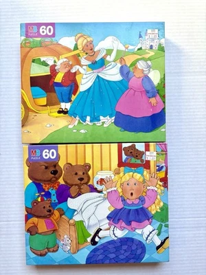 (2) De colección. Milton Bradley Libro de Cuentos Puzzle Cenicienta y Ricitos de Oro 60 Piezas Nuevo Foto 1 de 4