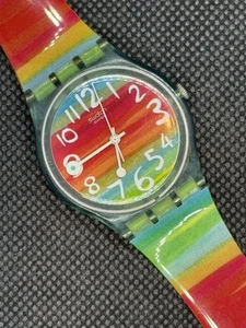 🔥 Vintage 2004 Swatch GS124 Color the Sky Rainbow Stripe New Batt Great Strap - Picture 1 of 9
