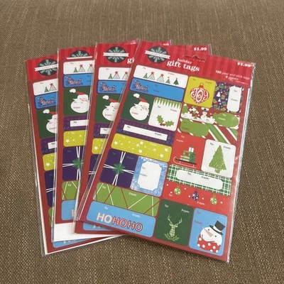 4 упаковки 100 (400) рождественских подарочных ярлыков очистить и палочка праздник весело Санта от - Изображение 1 из 4