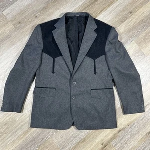 Vintage Pagano West Blazer Sport Mantel Herren 44R Grau Rockabilly Western Jacke USA 90s - Bild 1 von 16
