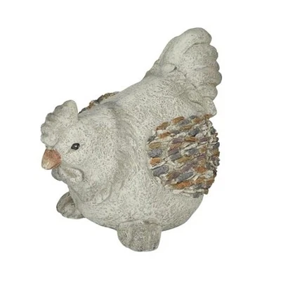  Polystone Decorative Garden Sculpture Indoor Outdoor Garden Chicken Light Grey - Image 1 of 4