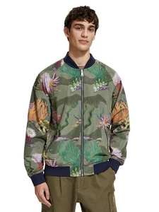 Scotch & Soda Men's Sea Life Printed Reversible Bomber Jacket, Navy Blue, S - Picture 1 of 5