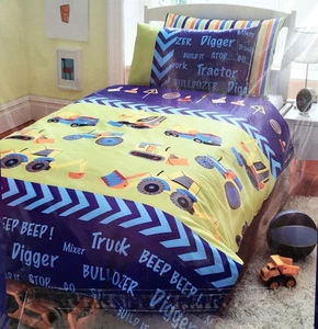 Juego de excavadoras de cama individual - ¡Muchos camiones! Funda nórdica y funda de almohada - PUBLICACIÓN GRATUITA  - Imagen 1 de 5
