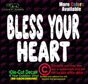 Bless your heart Funny southern slang Car window vinyl decal bumper sticker - Imagen 1 de 4
