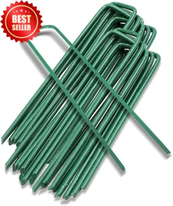 20PCS Garden Pegs Pins 6" U-Shaped Ground Stakes Staples Lawn Fabric Netting - Picture 1 of 12