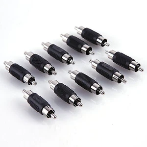 10 pack- RCA Male to RCA Male M/M Plug Coupler AV Audio Adapter Cable Connector - Picture 1 of 2