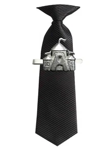 FT437 Castle With Initial A 2.3x2.8cm Fine English Pewter on a Tie Clip (slide) - Picture 1 of 1