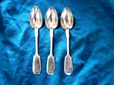 Russian 3 Silver Spoons 84 Grachev Brothers St. Petersburg Antique Imperial 1899 - Image 1 of 4