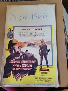 SELTEN 1955 James Stewert, Der Mann von Laramie Film Fenster Poster 22 x 14 - Bild 1 von 6