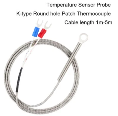 Temperature Sensor Probe K-type Round hole Patch Thermocouple Cable length 1m-5m