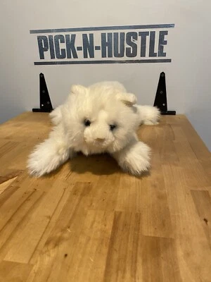 复古 Gund 毛绒 Chantel 猫白色长发填充蓝色眼睛逼真 — 第 1/4 张图片