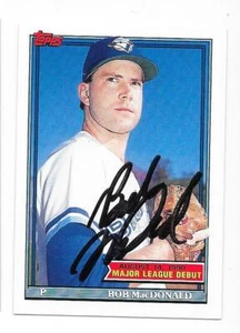 BOB MACDONALD 1991 TOPPS DEBUT AUTOGRAPHED SIGNED # 93 TORONTO BLUE JAYS - Picture 1 of 1