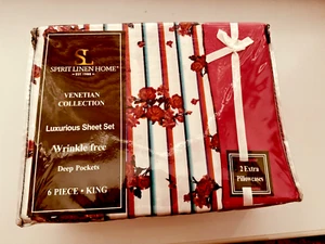 Spirit Linen Venetian 6-Piece King Sheet Set – Deep Pocket to 16" – New Sealed - Picture 1 of 3