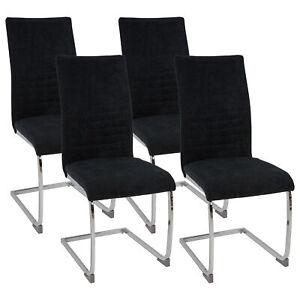 Esszimmerstühle LUGANO Stoff Freischwinger Schwing-Stuhl Set