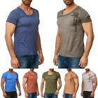 TAZZIO Herren T-Shirt Slim Fit Shirt Polo Rundhals Clubwear Used Look