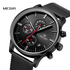 MEGIR Mens Waterproof Quartz Watches Top Brand Luxury Casual Mesh Band Watch